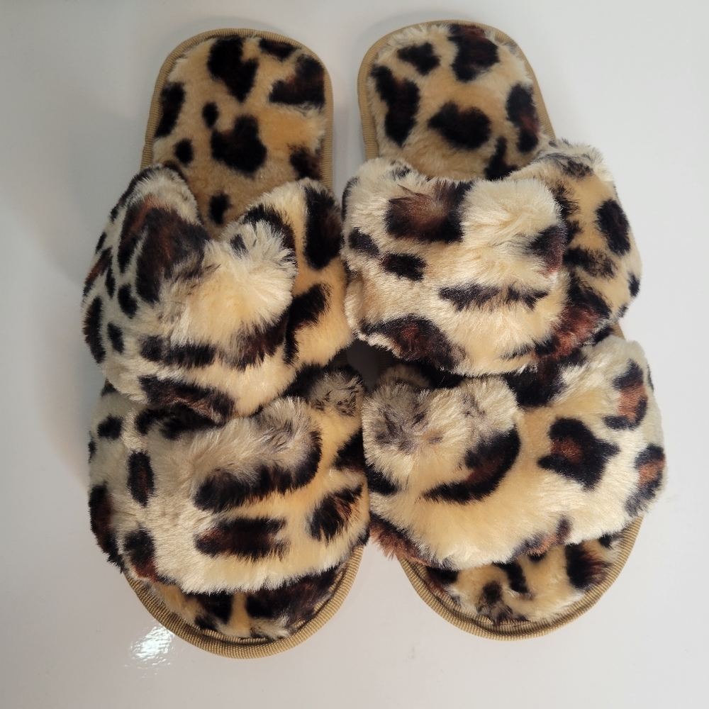 Beige Leopard Print Thick Slippers 40-41